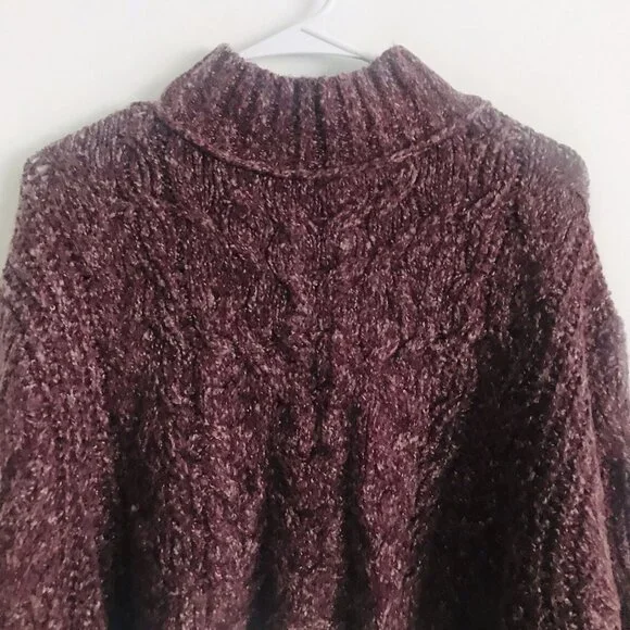 FREE PEOPLE Merry Go Round Cropped Sweater in Very Berry, Medium Oversized - Picture 5 of 5